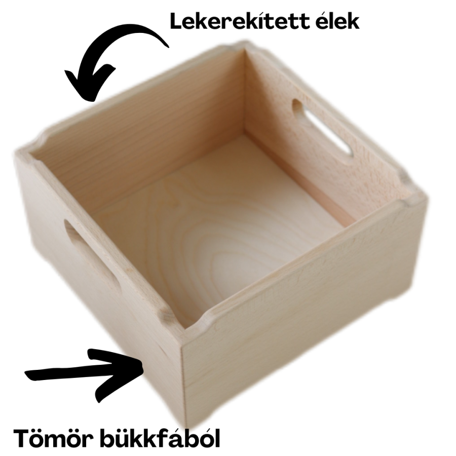 Stackable wooden storage box made of solid beech wood