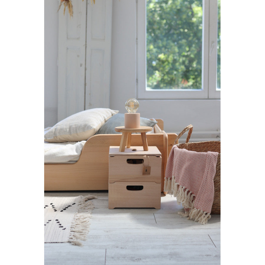 Stackable wooden storage box made of solid beech wood