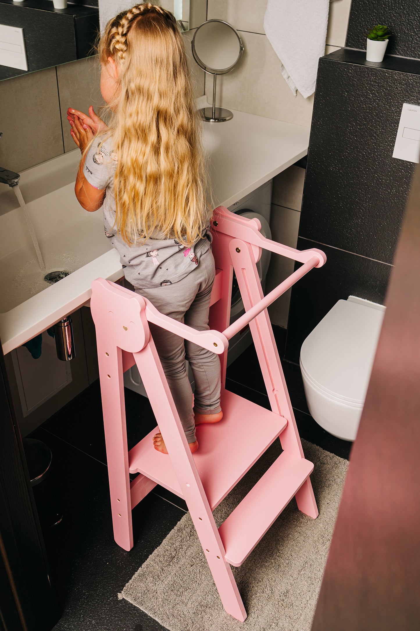 Foldable Kitchen Learning Tower - Removable Rail - Teddy Multicolor