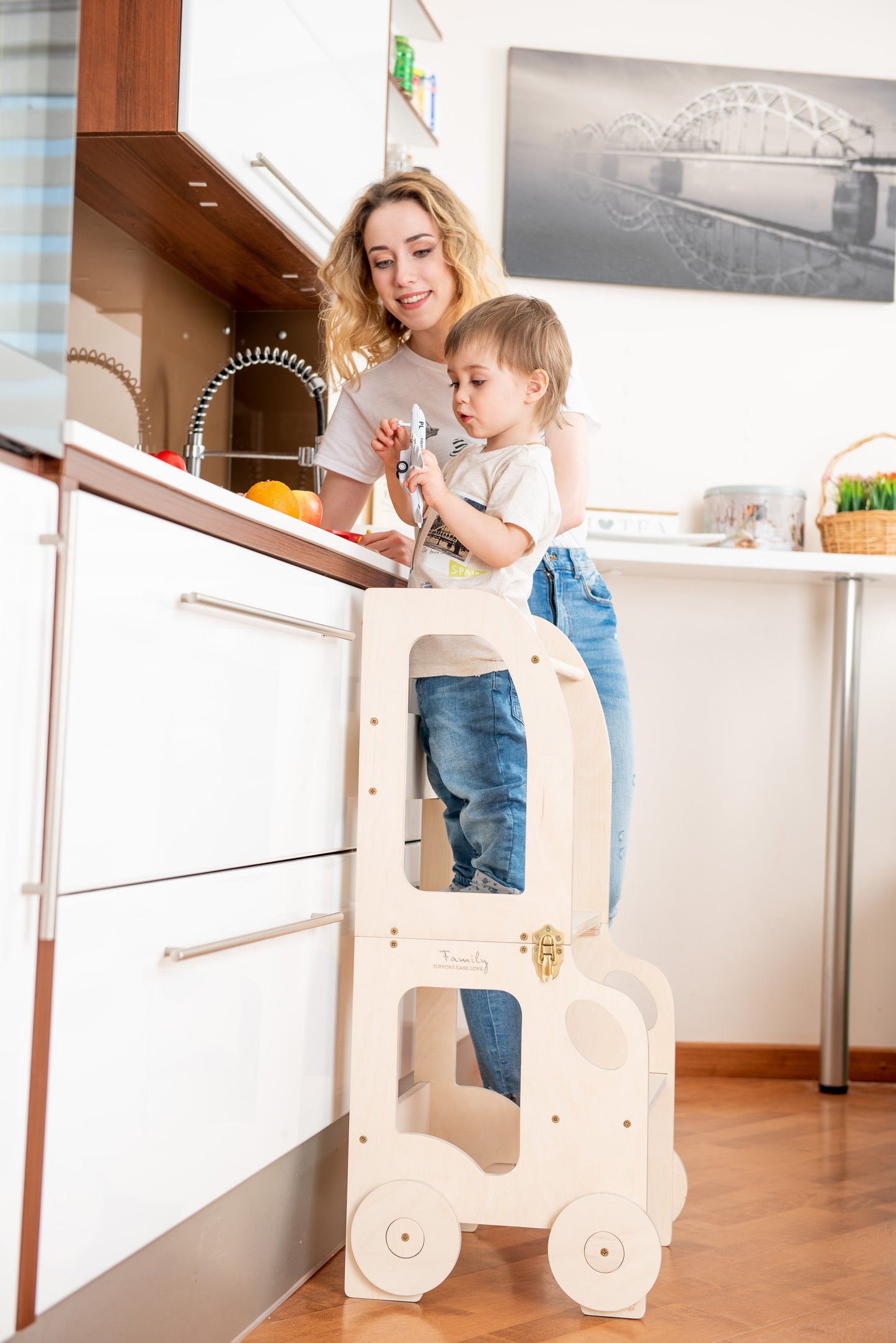 Tower Step stool 2in1 / Table. Little Car Kitchen step stool