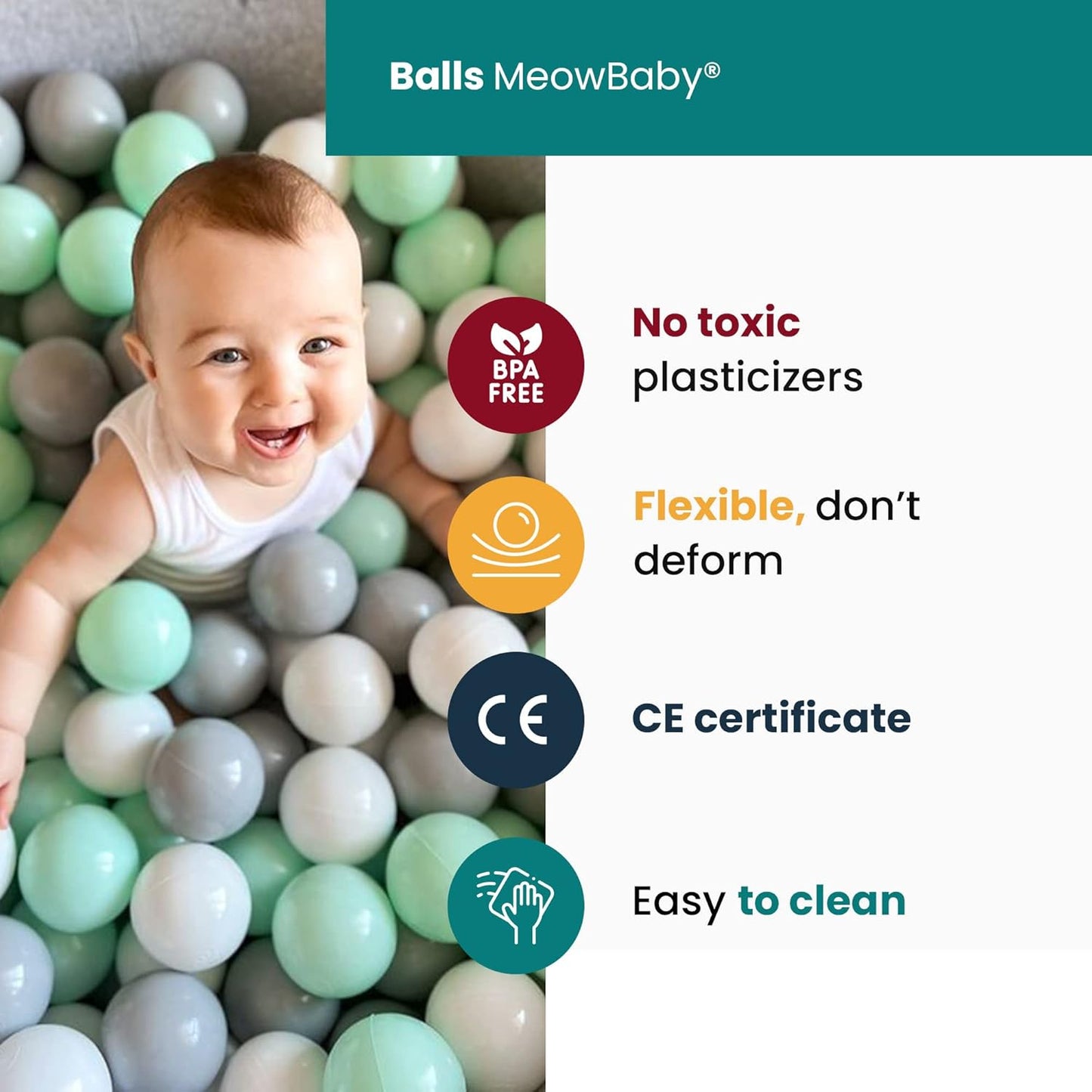 Ball Pit White Boucle 90x30 - 200 balls - White and Transparent