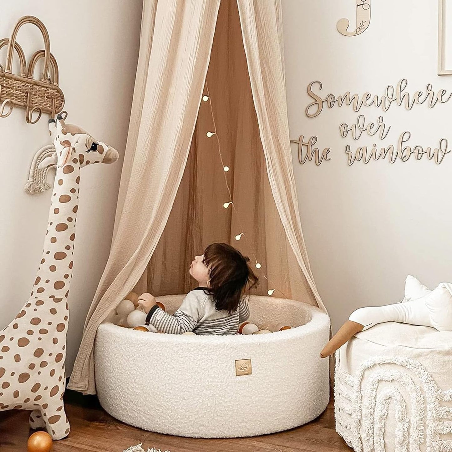 Modular Playset with Ball Pit – 200 Balls Included - Ecru, White Pearl, Beige, Gold