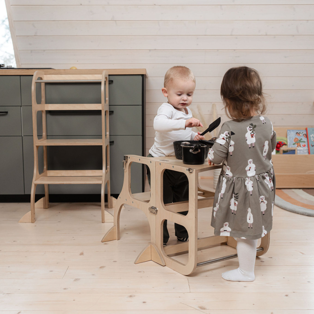 STEP'n'SITĀ® Convertible 2-in-1 Helper Tower/Table - Natural wood