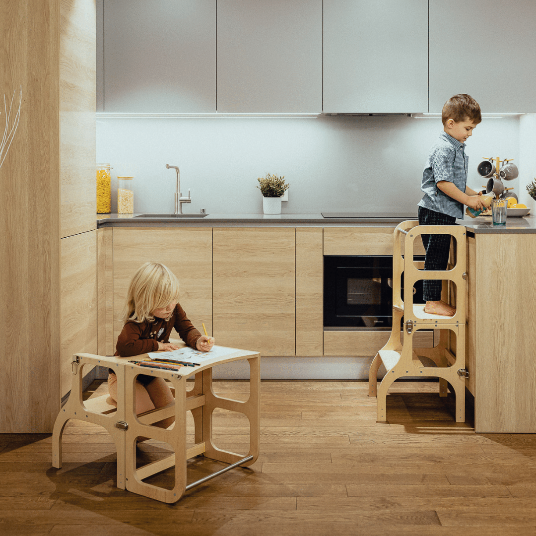 STEP'n'SITĀ® Convertible 2-in-1 Helper Tower/Table - Natural wood