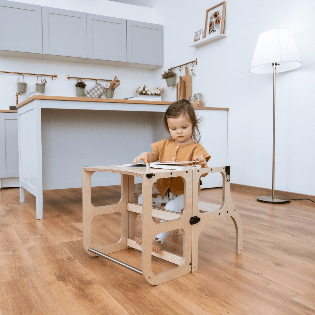 STEP'n'SITĀ® Convertible 2-in-1 Helper Tower/Table - Natural wood