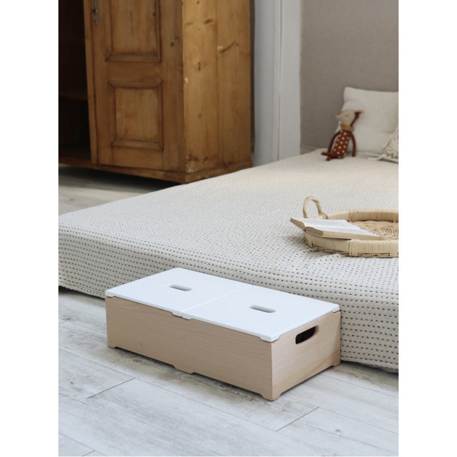 Stackable wooden storage box made of solid beech wood
