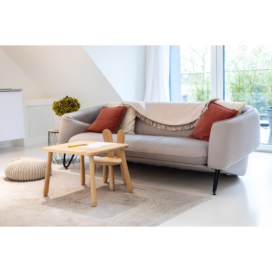 Kids Bunny Chair & Table Set in Solid Beech Wood - Natural