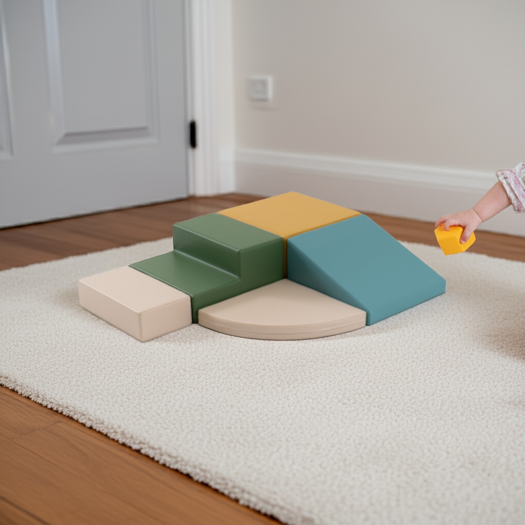 5 Soft Play Block Set - Pastel Turquoise Corner Climber