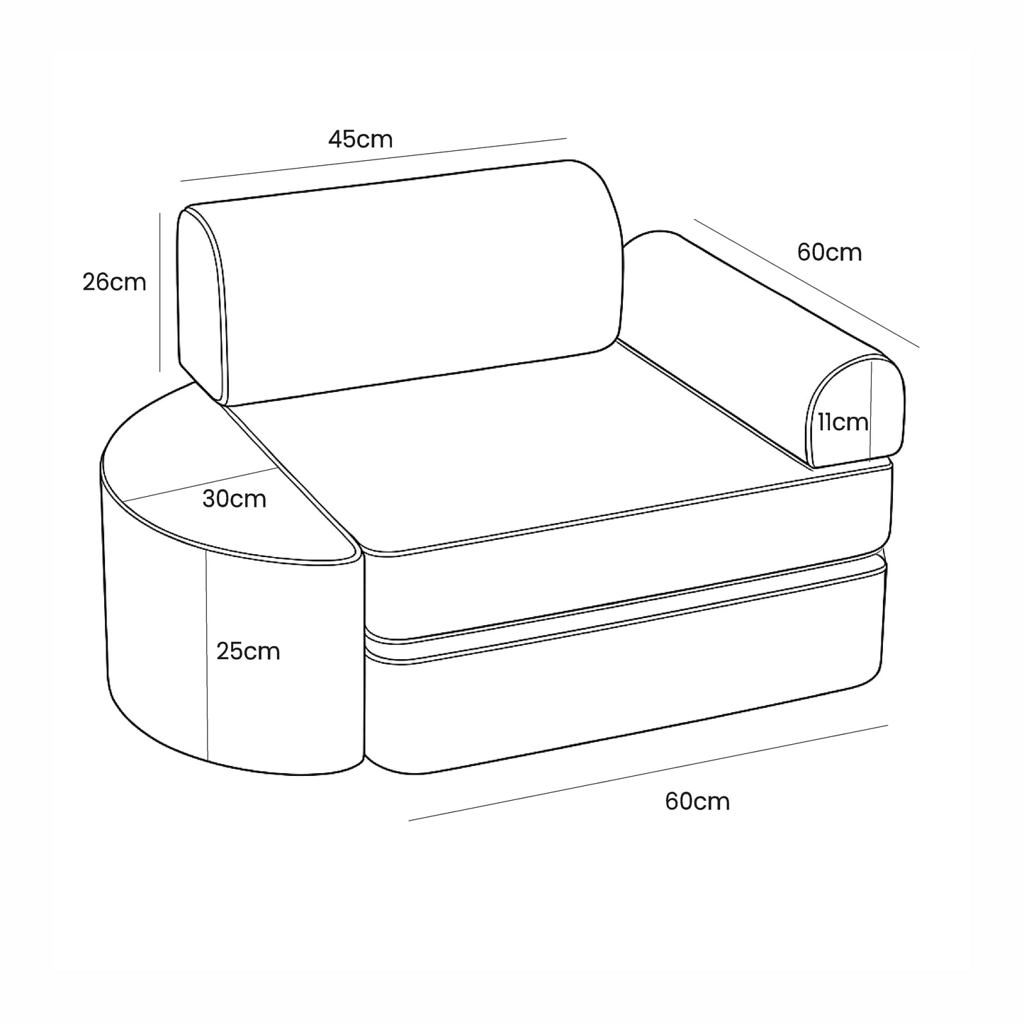 Outzy Small Pocket Sofa For Children - Indoor/Outdoor - Rosy Dune Pink