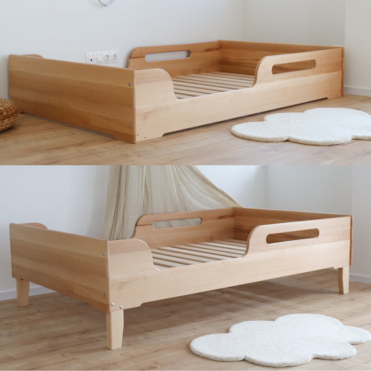 East 2-in-1 Growth Bed - Solid Beech Wood, Handmade Montessori-inspired