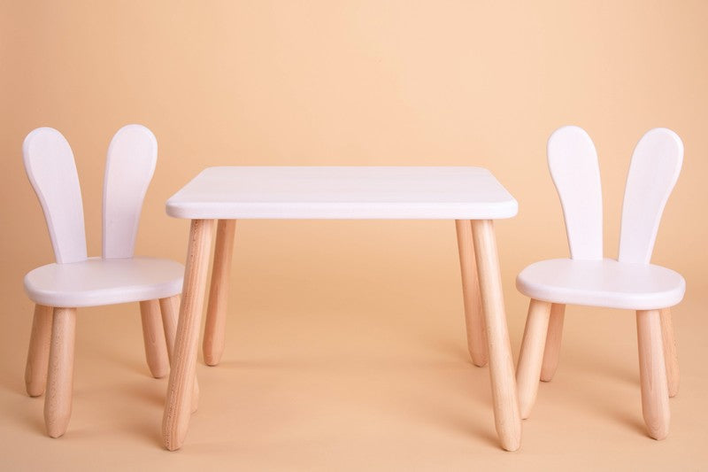Kids Table - Solid Beech Wood - 60×50 cm, Height 40 cm - Montessori-inspired