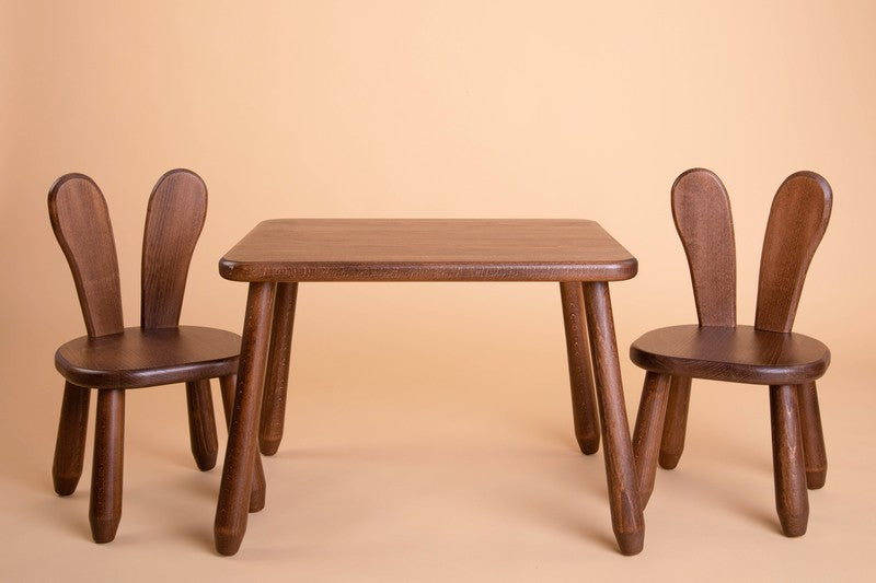 Kids Table - Solid Beech Wood - 60×50 cm, Height 40 cm - Montessori-inspired