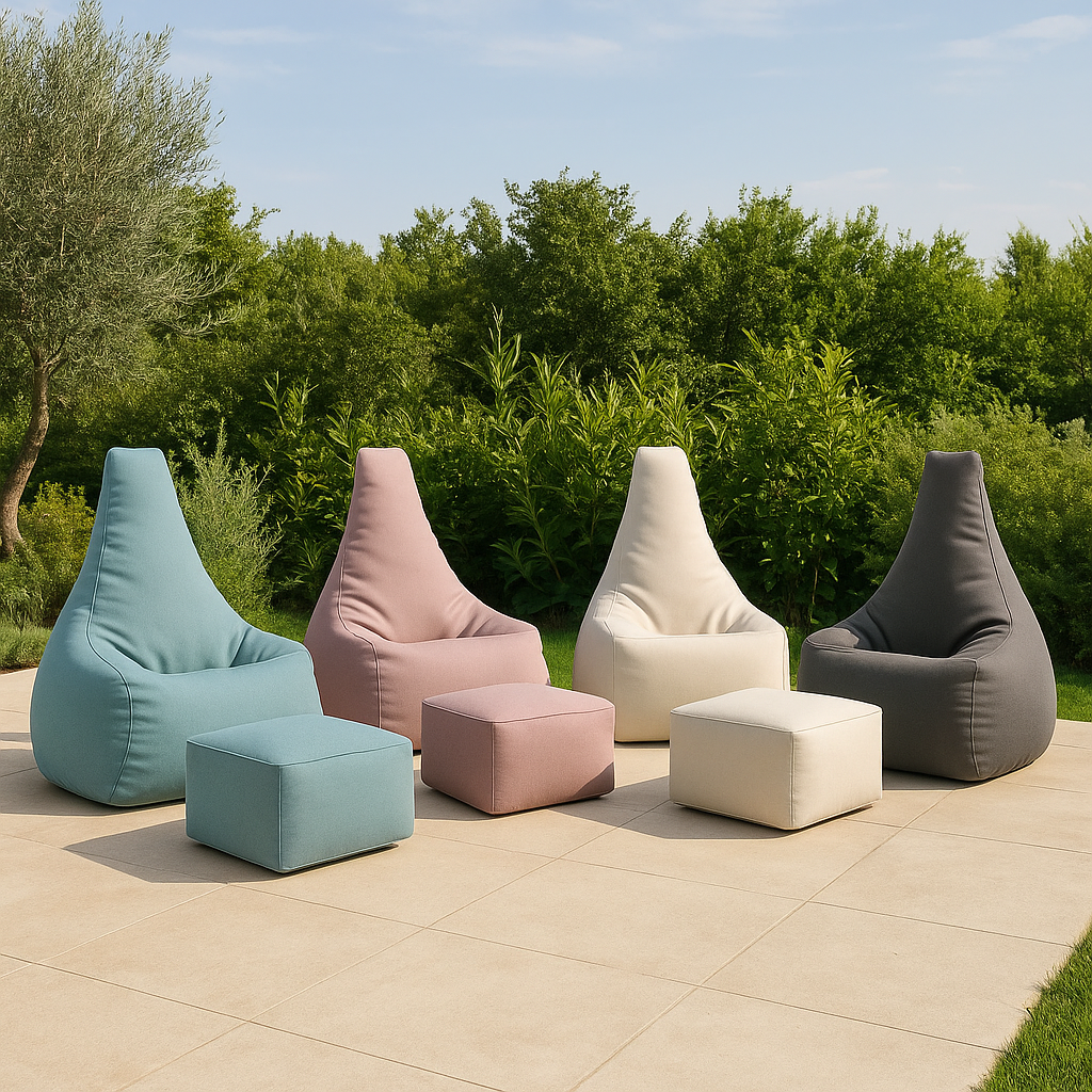 Tearo - Bean Bag Chair + Footrest for Little Loungers - Rosy Pink
