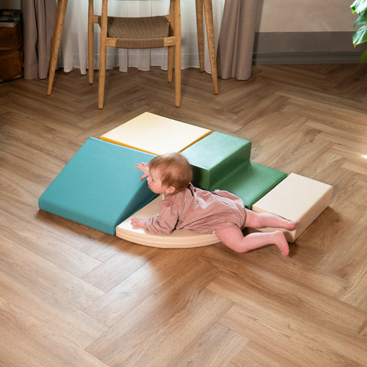 5 Soft Play Block Set - Pastel Turquoise Corner Climber