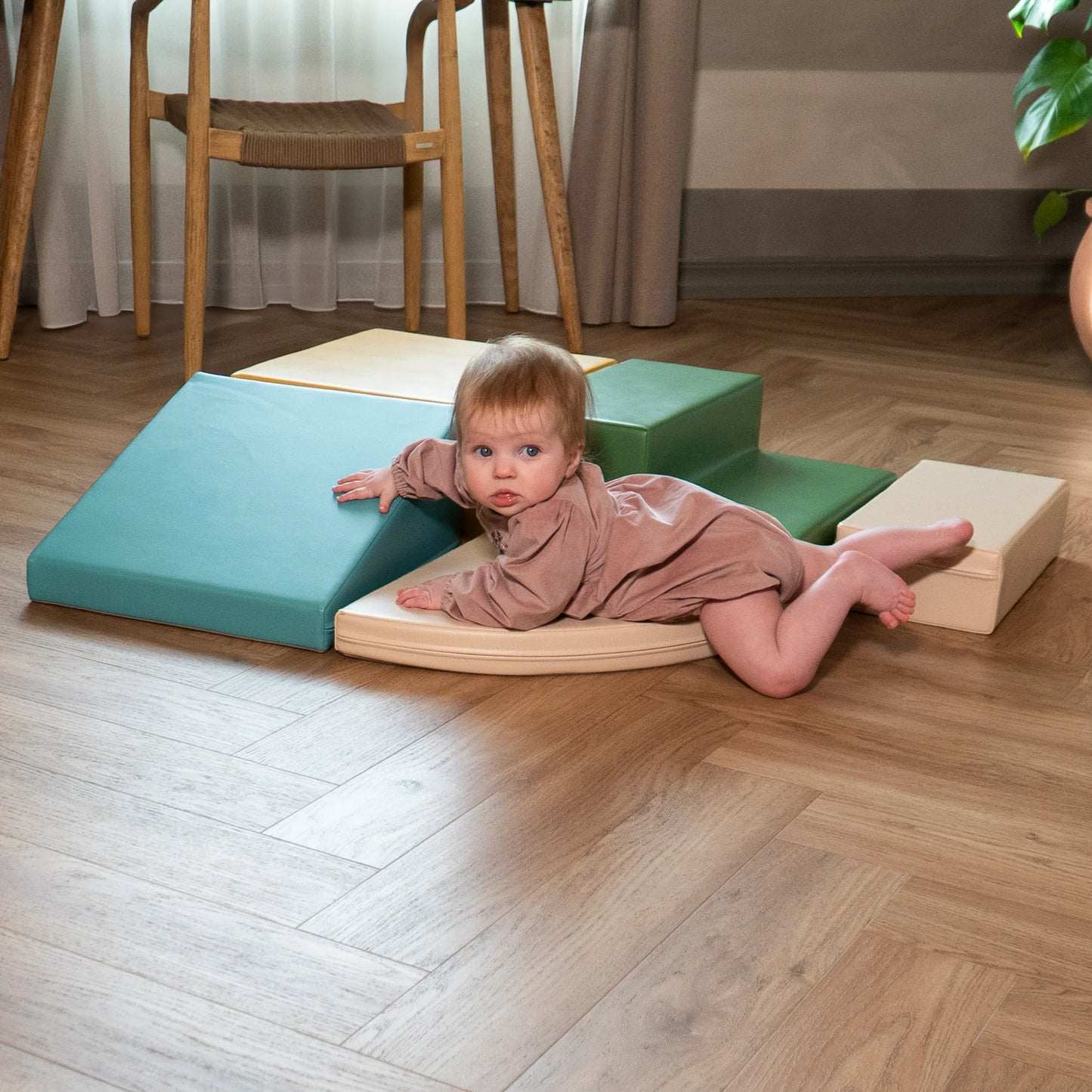 5 Soft Play Block Set - Pastel Turquoise Corner Climber
