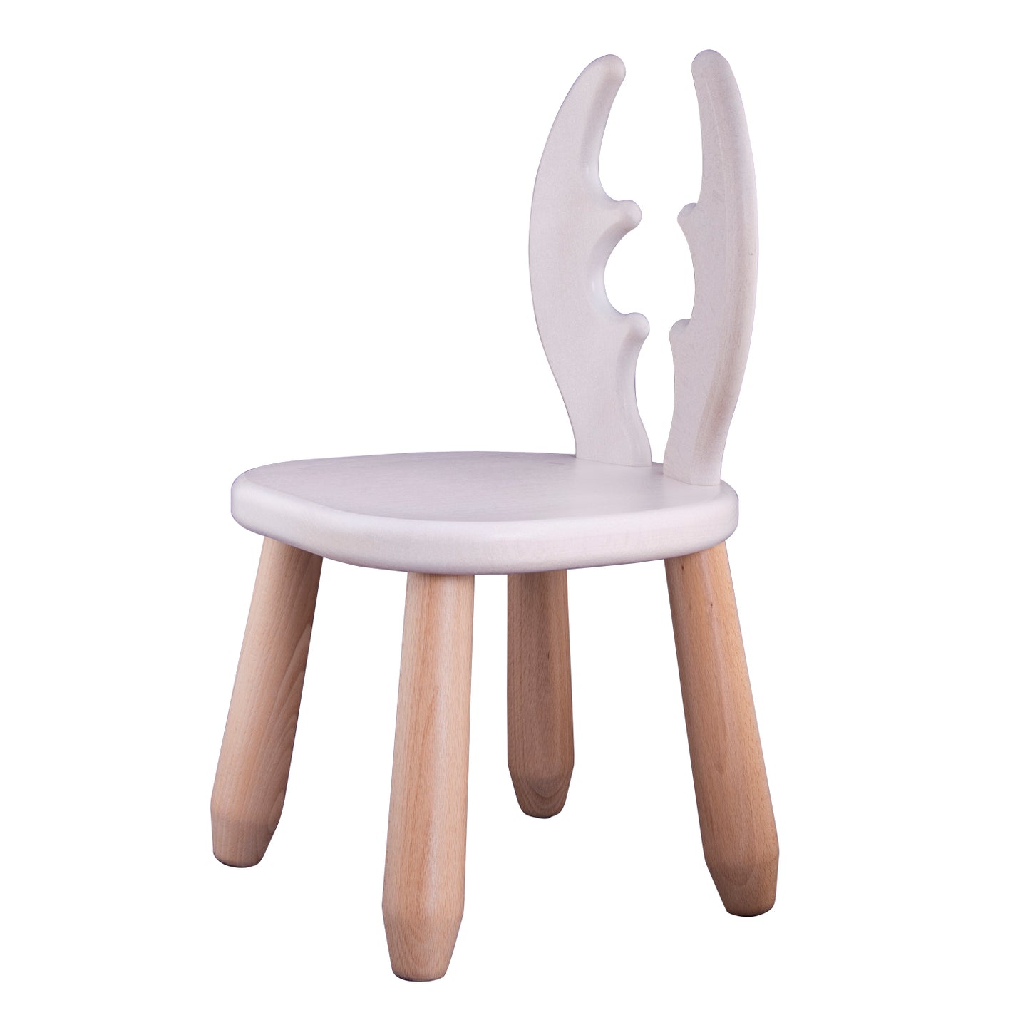 Kids Deer Chair & Table Set in Solid Beech Wood - White