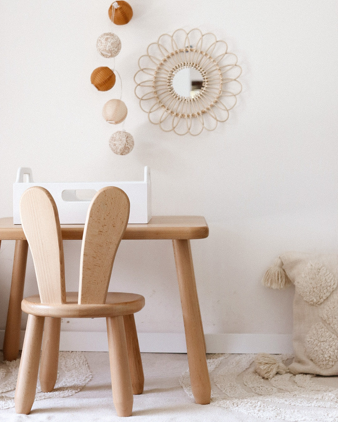 Kids Table - Solid Beech Wood - 60×50 cm, Height 40 cm - Montessori-inspired