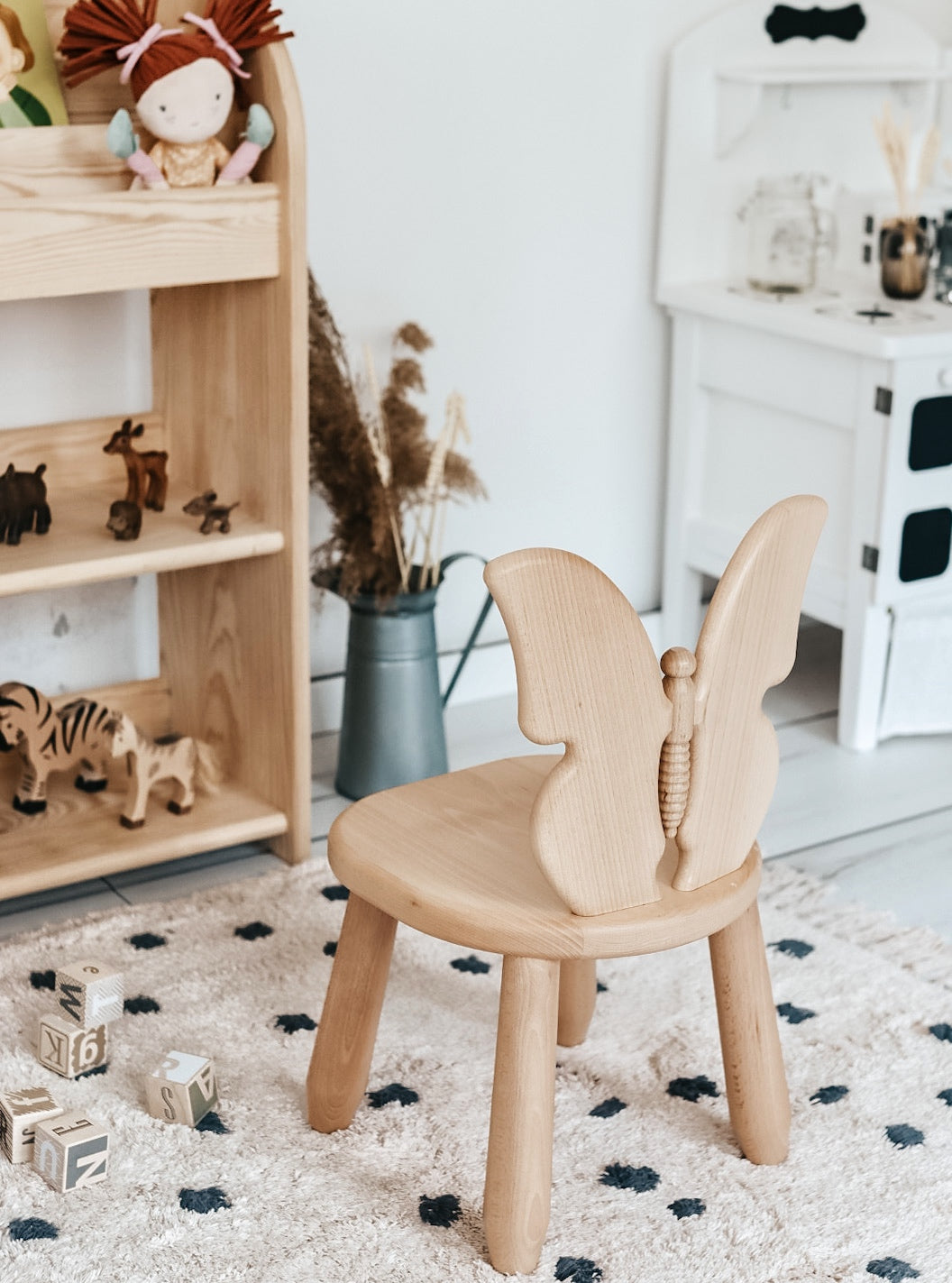 Kids Butterfly Chair - Solid Beech Wood - Montessori-inspired