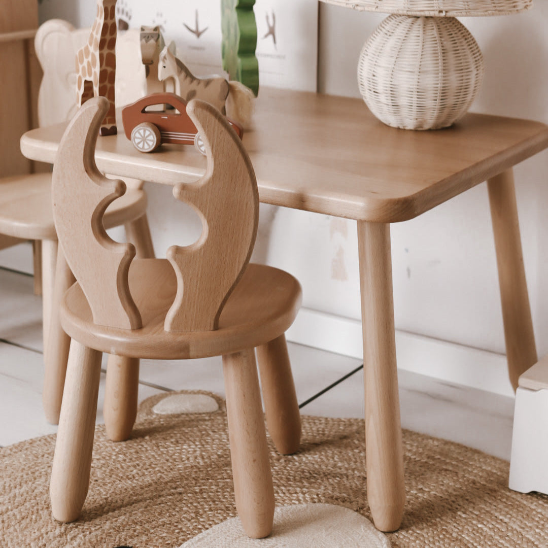 Kids Table - Solid Beech Wood - 60×50 cm, Height 40 cm - Montessori-inspired