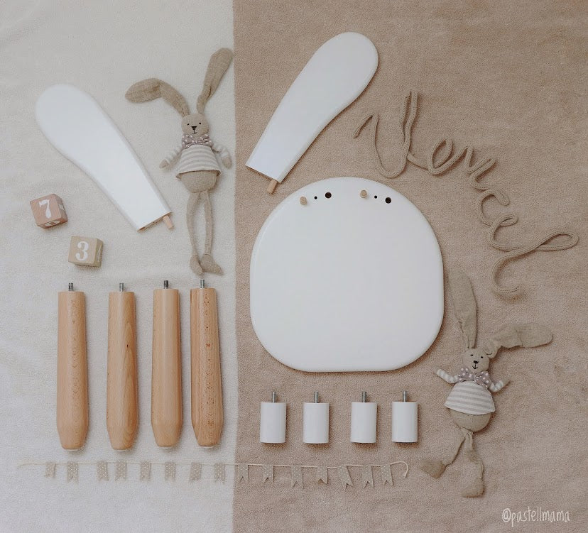Kids Bunny Chair & Table Set in Solid Beech Wood - Natural
