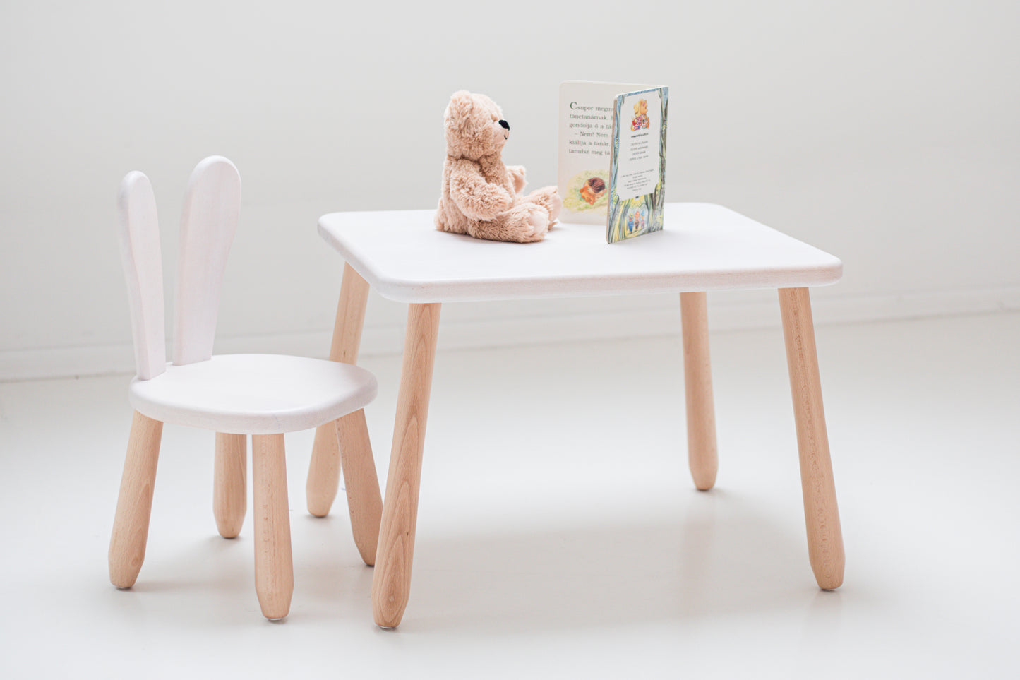 Kids Table - Solid Beech Wood - 60×50 cm, Height 40 cm - Montessori-inspired