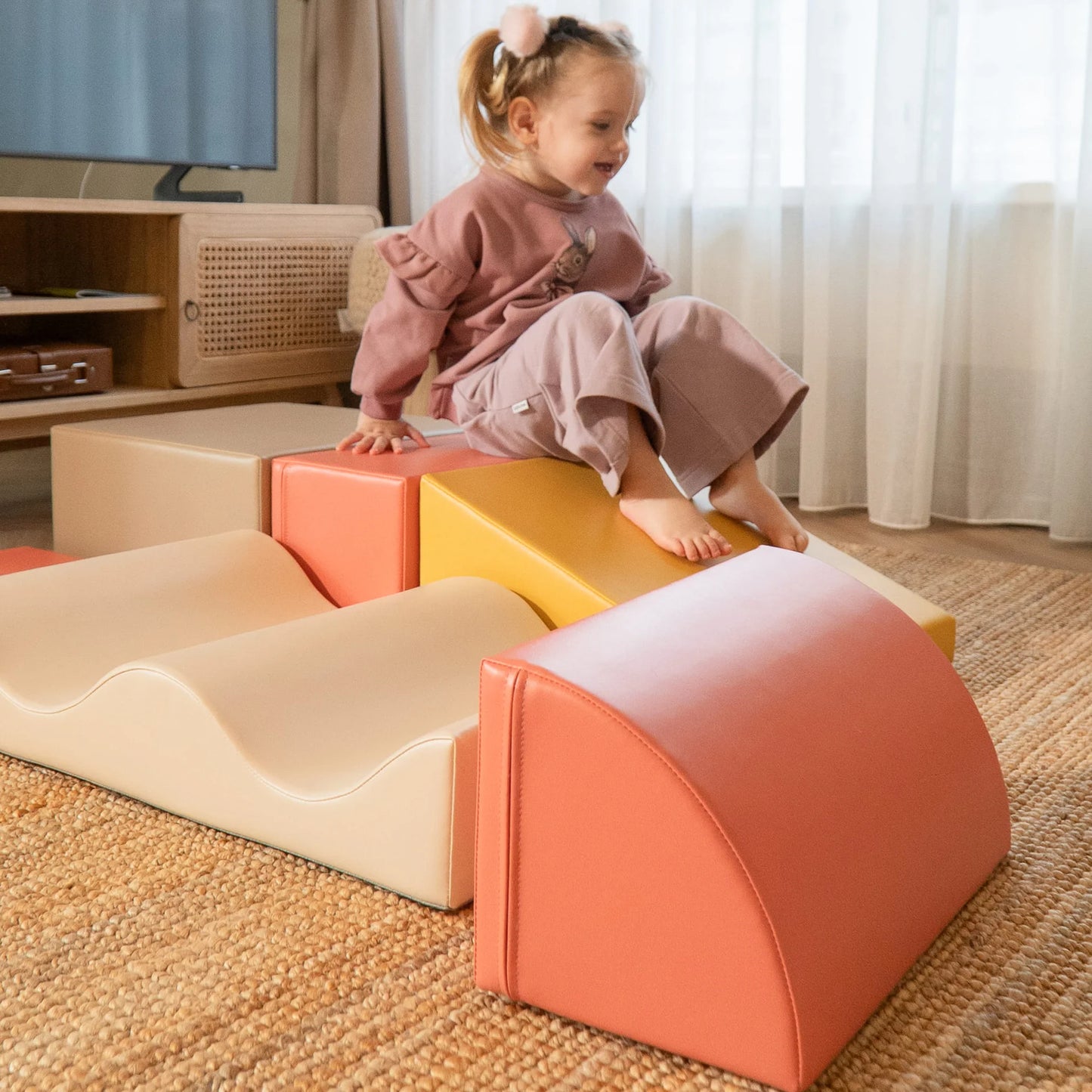 7 Soft Play Block Set - Pastel Pink Discoverer