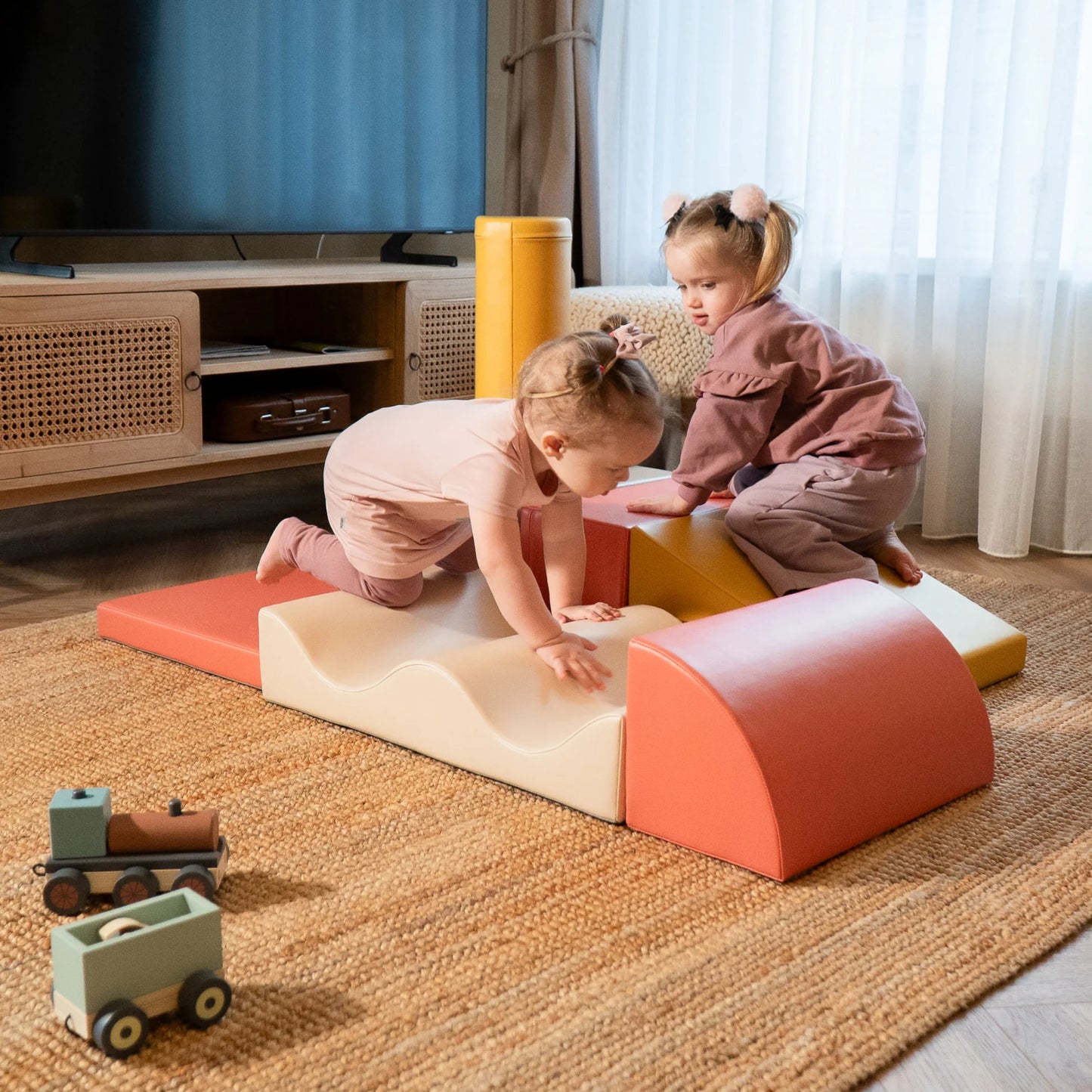 7 Soft Play Block Set - Pastel Pink Discoverer