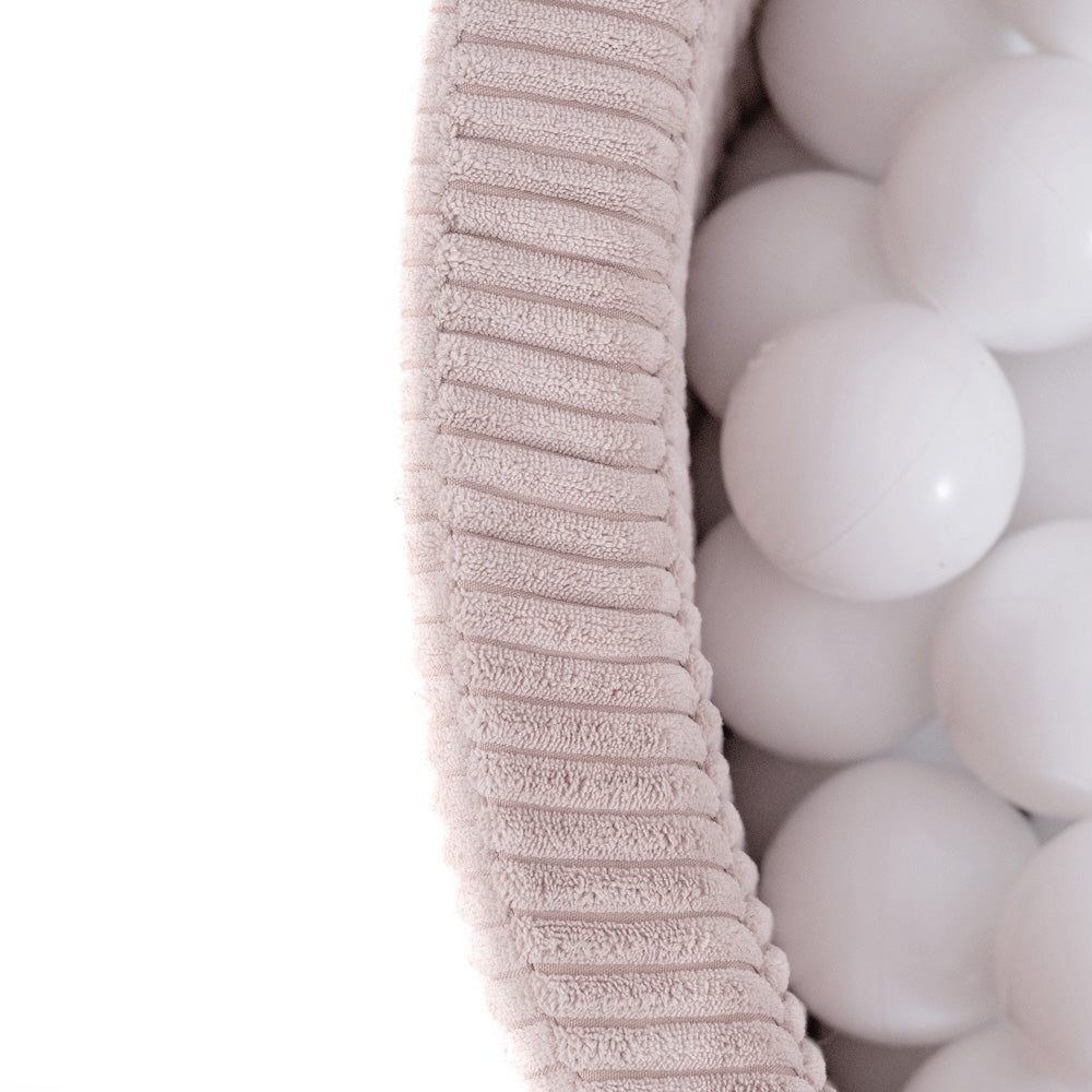 Piscine à balles pour enfants – Rose, ronde, velours côtelé, 90 x 30 cm, 200 balles incluses