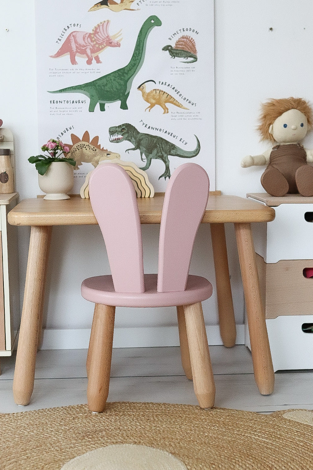 Kids Bunny Chair - Solid Beech Wood - Montessori-inspired