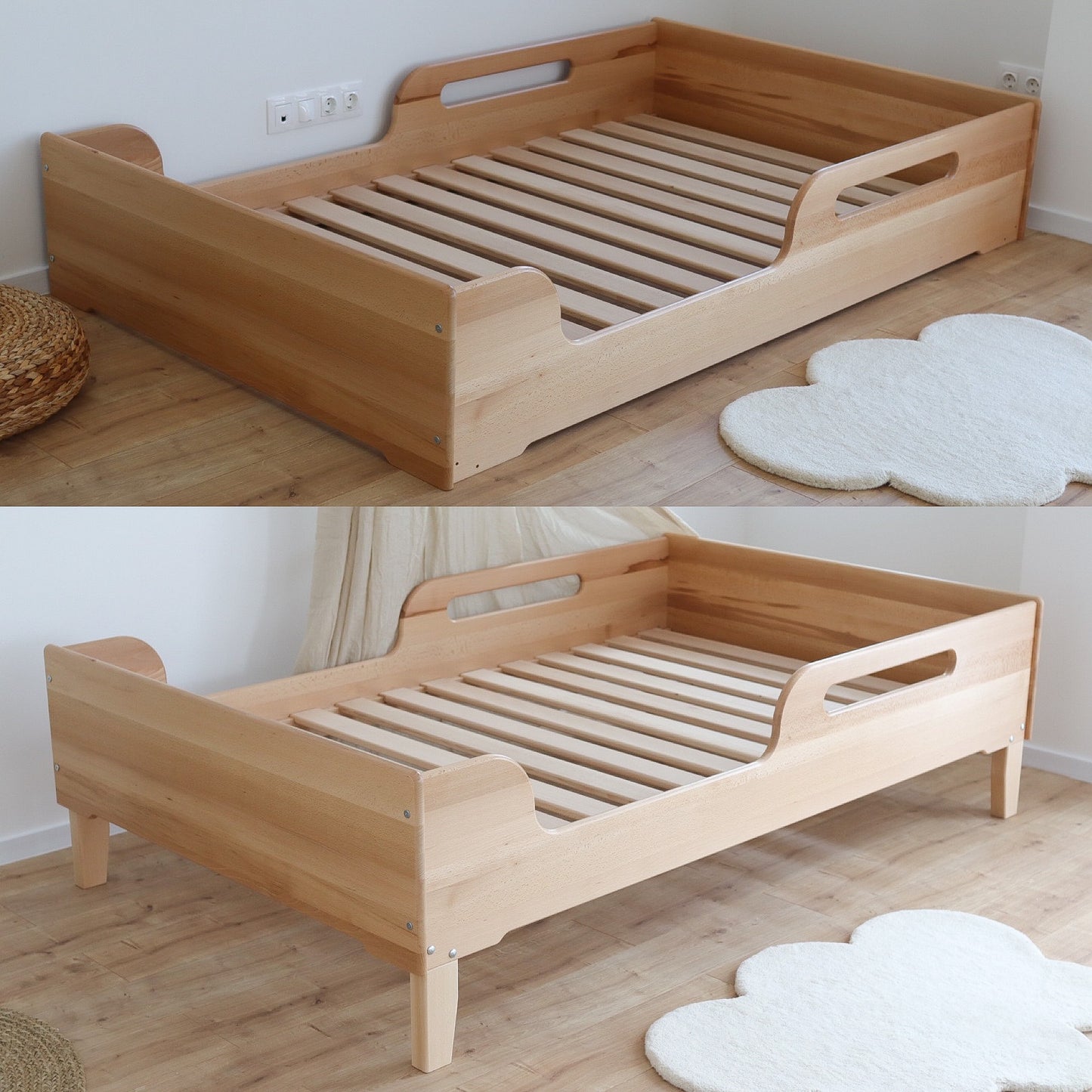 East 2-in-1 Growth Bed - Solid Beech Wood, Handmade Montessori-inspired