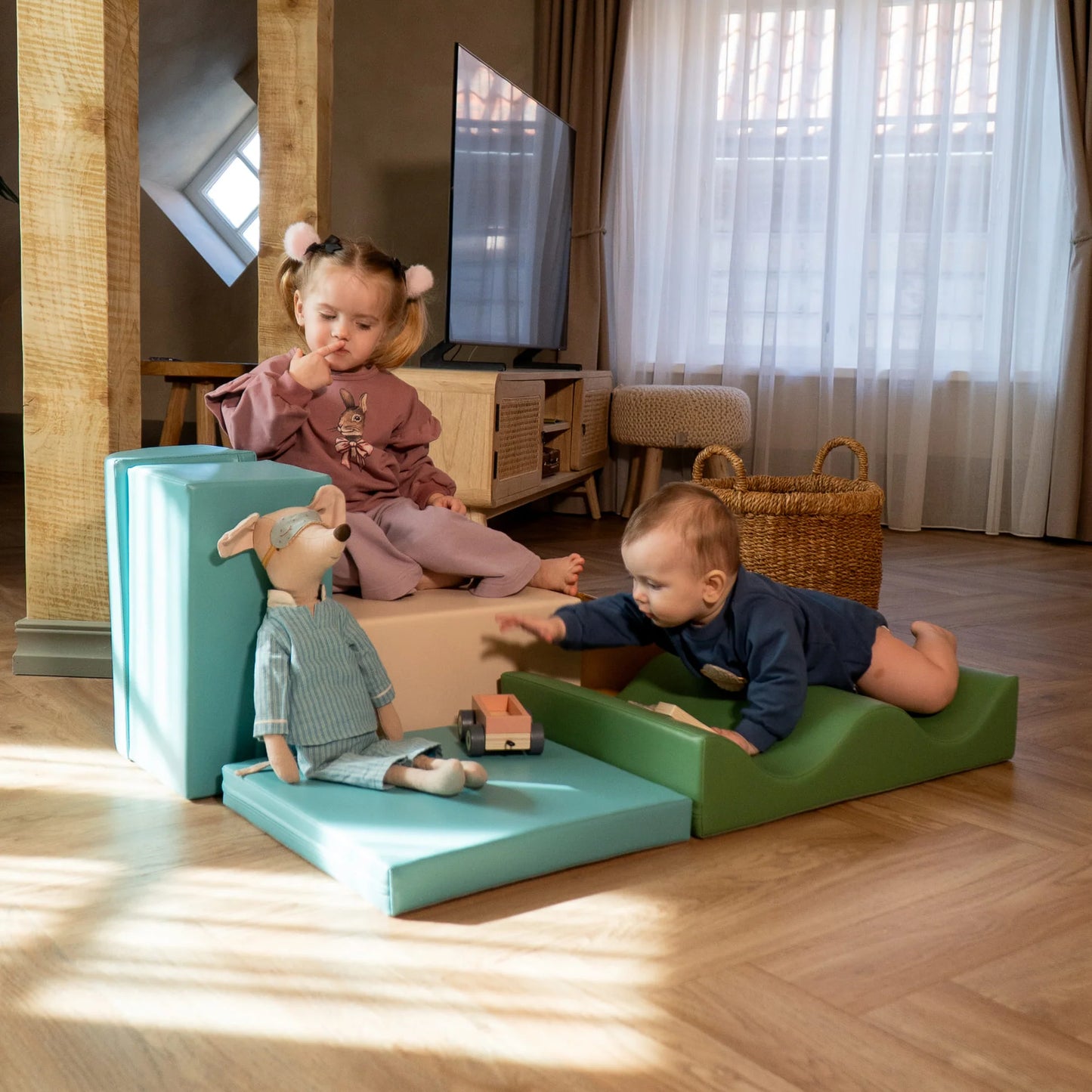 7 Soft Play Block Set - Pastel Turquoise Discoverer