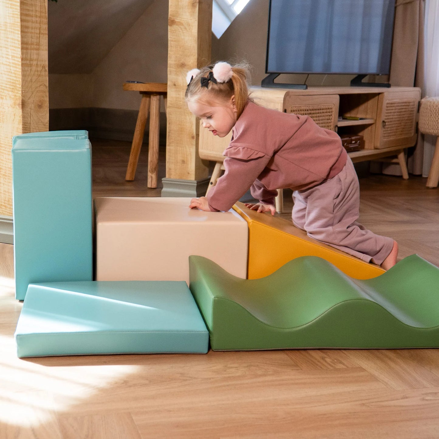 7 Soft Play Block Set - Pastel Turquoise Discoverer
