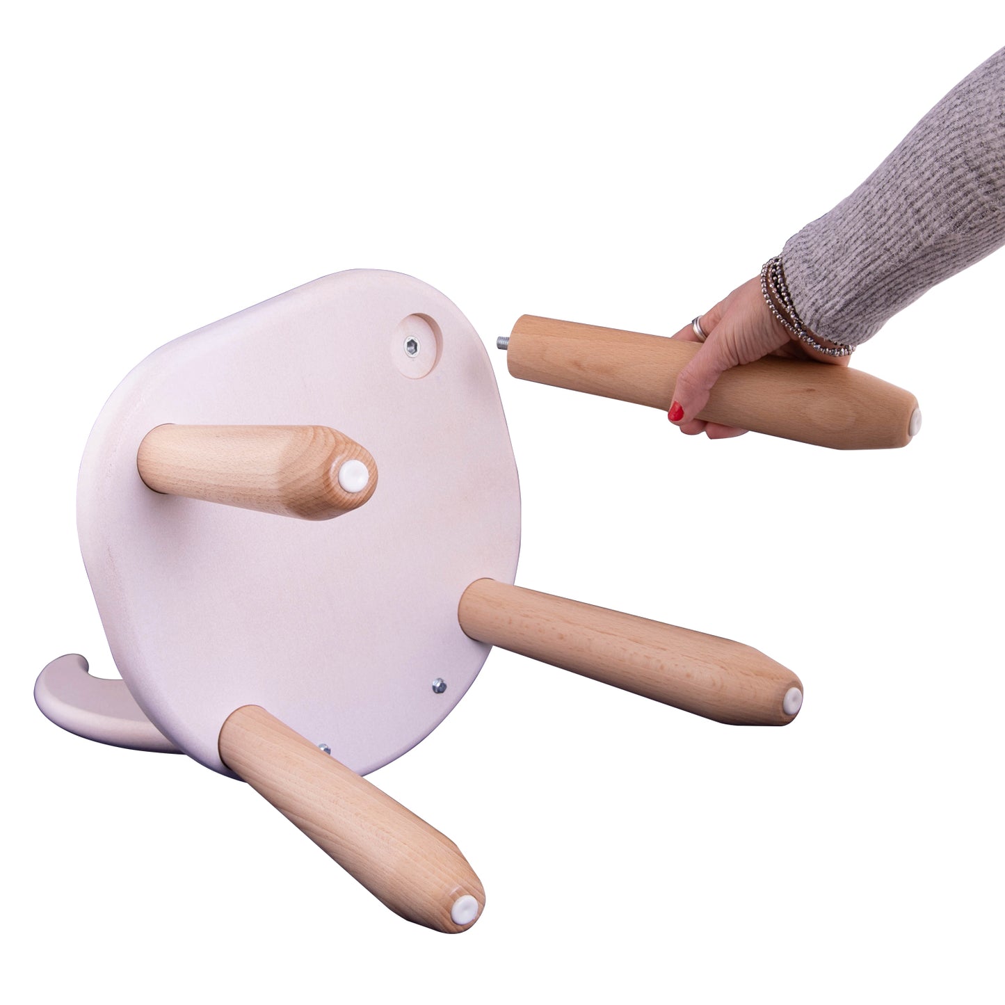 Kids Bunny Chair & Table Set in Solid Beech Wood - White + Natural