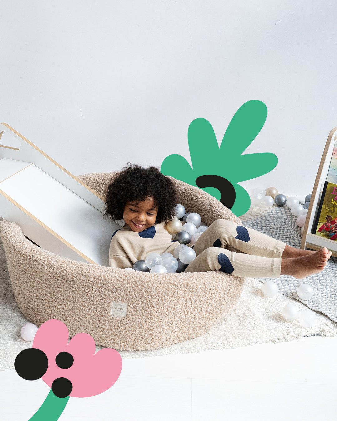 Ball Pit for Kids - Beige, Round, Corduroy, 90×30 cm, 200 Balls Included