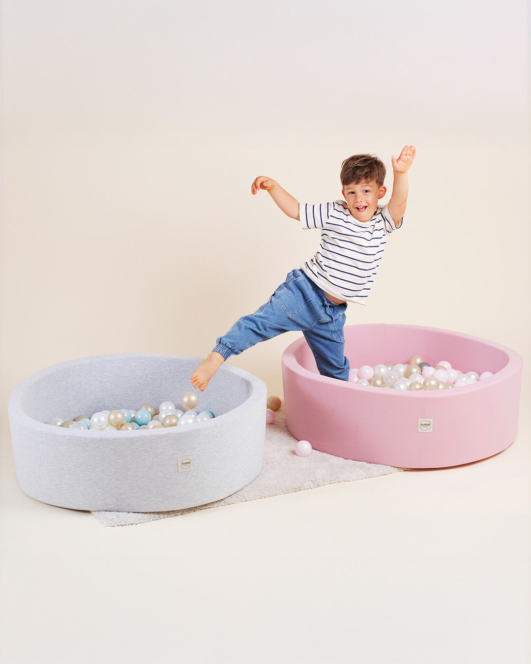 Ball Pit for Kids - Beige, Round, Corduroy, 90×30 cm, 200 Balls Included