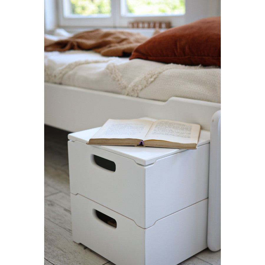 Stackable wooden storage box made of solid beech wood