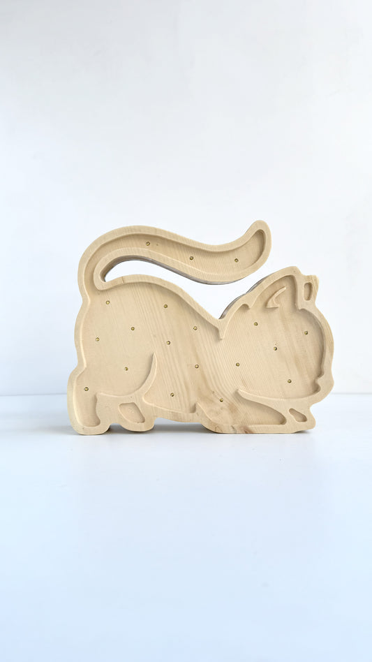 Solid Cirmolo Wood Light -  Meow 02 - Premium Handcrafted Design - Made in Italy