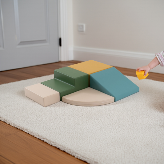 5 Soft Play Block Set - Pastel Turquoise Corner Climber