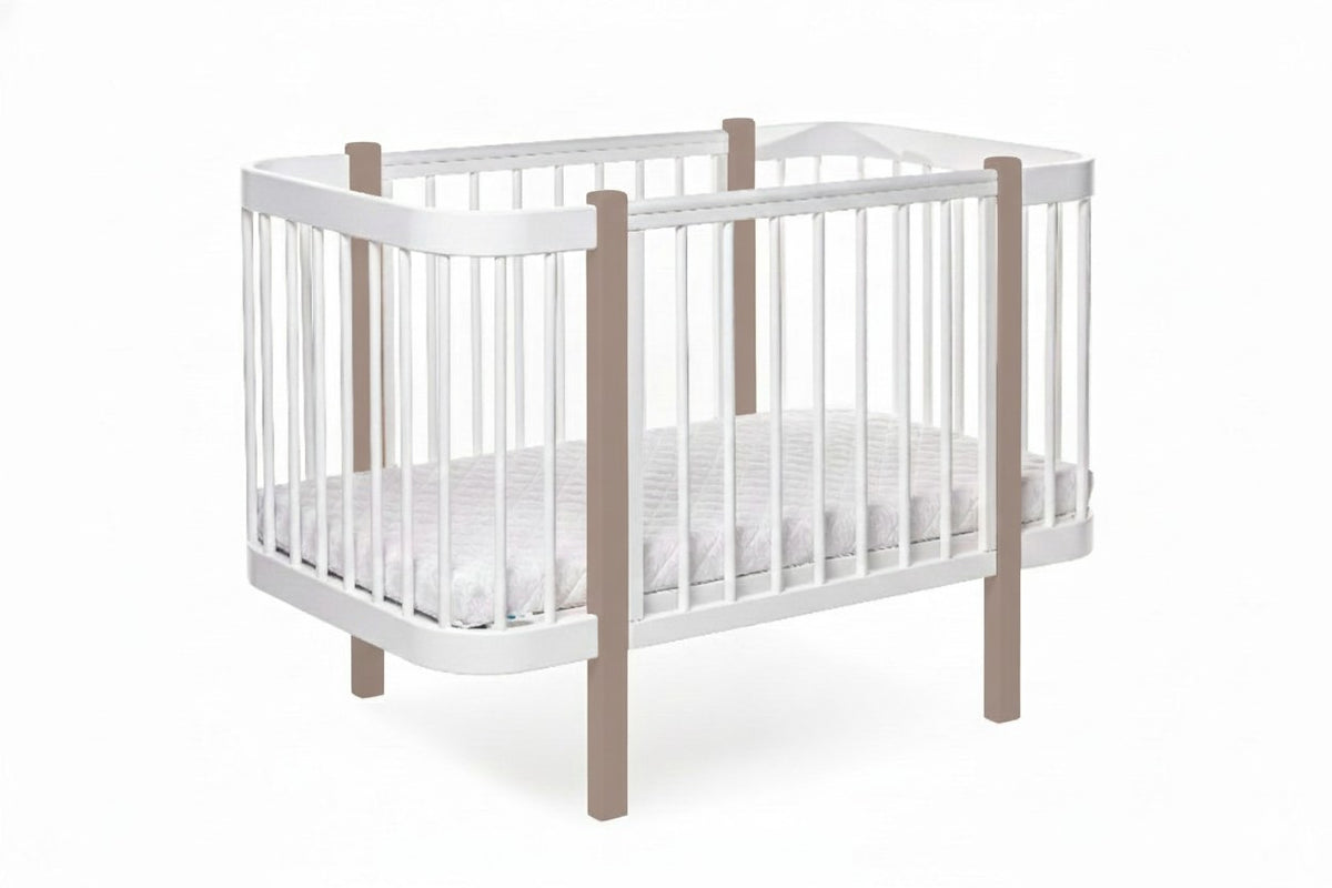 Baby Crib ELIN with Mattress - Cappuccino/White