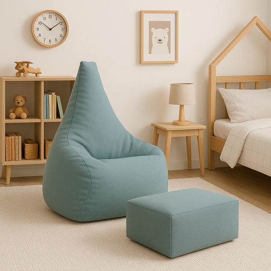 Tearo - Bean Bag Chair + Footrest for Little Loungers - Sky Blue