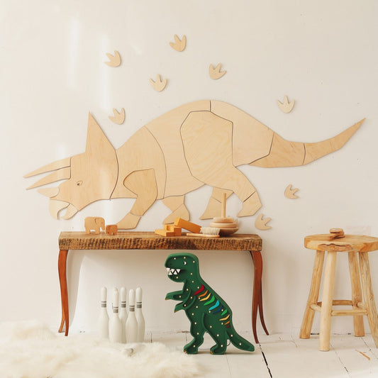 Dinosaur Triceratops – Wooden Wall Decoration