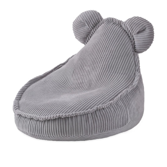 Fauteuil Huggy Teddy - 68×45cm - Gris - Velours côtelé