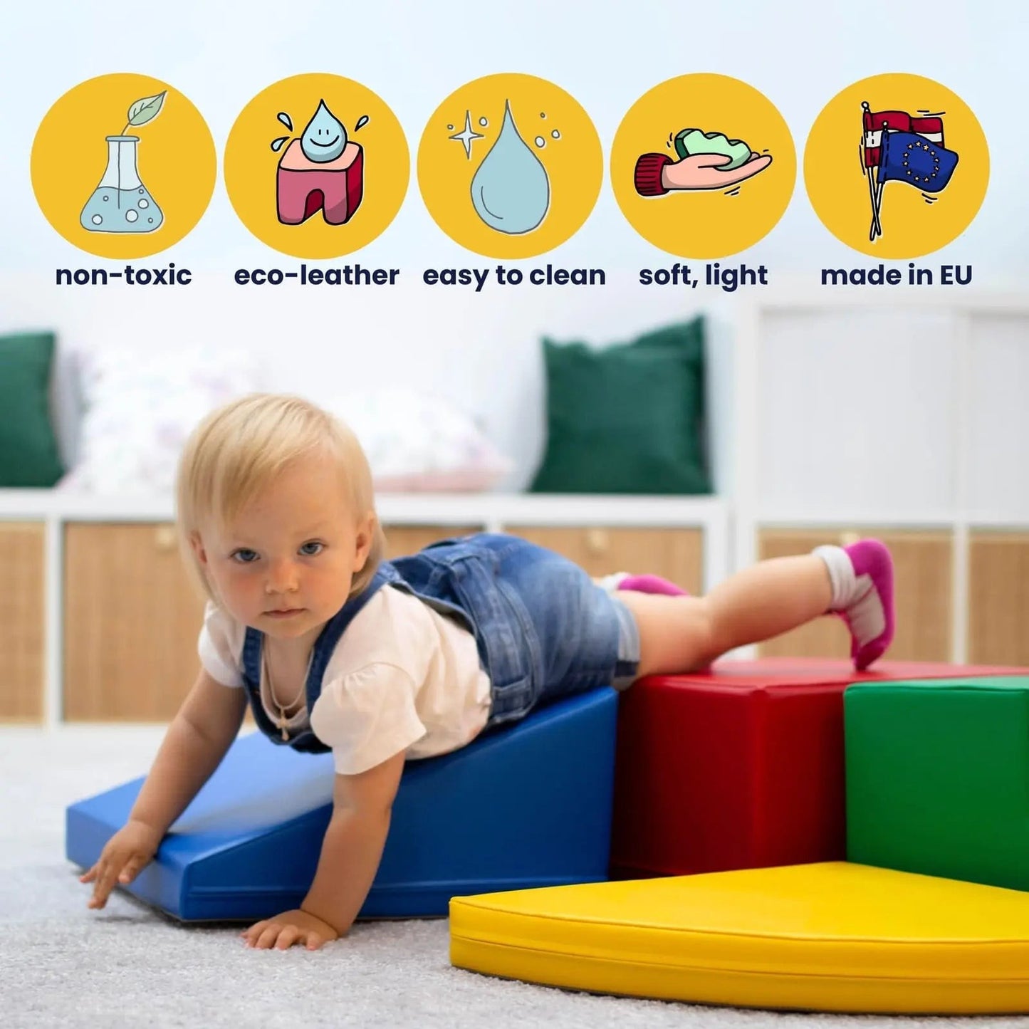 Soft Play 7 Foam Block Set - Light Pastel Little Crawler