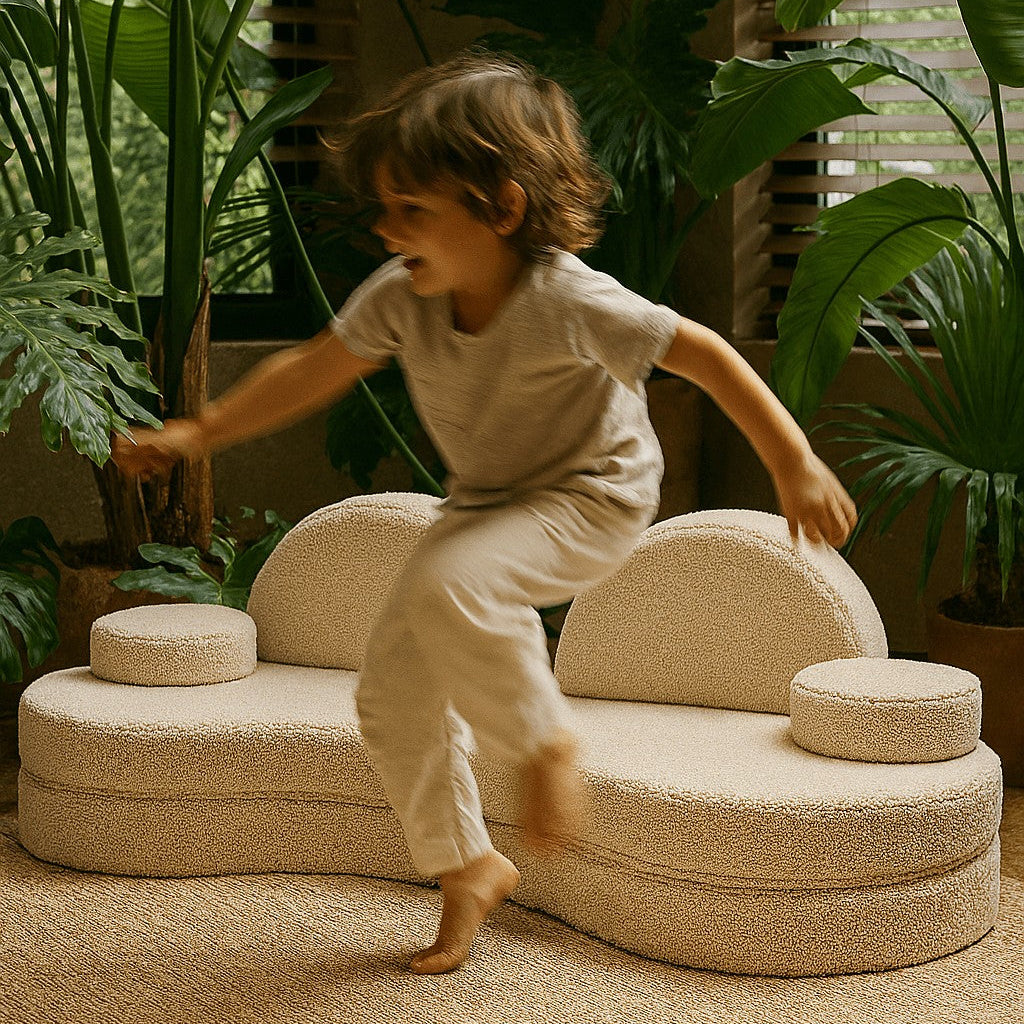 MeowBaby® Modular Sofa Coccolo for Kids – 6 Piece, Bearly Off-White
