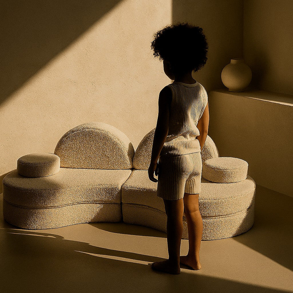 MeowBaby® Modular Sofa Coccolo for Kids – 6 Piece, Bearly Off-White