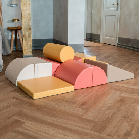 8 Soft Play Block Set - Pastel Pink Adventurer