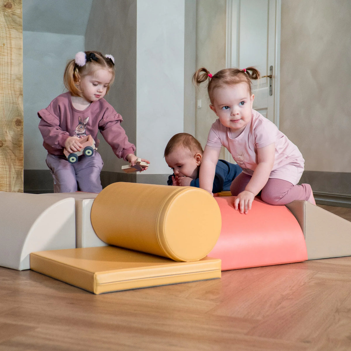 Ensemble de 8 blocs de jeu souples - Aventurier rose pastel 
