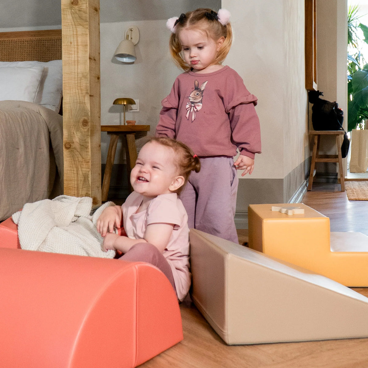 Ensemble de 8 blocs de jeu souples - Aventurier rose pastel 