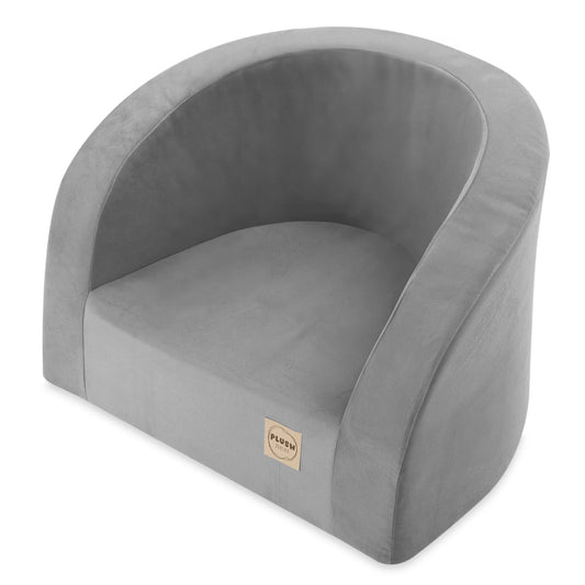 Petit Fauteuil Moelleux - Velours - Gris