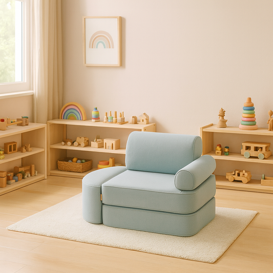 Outzy Small Pocket Sofa For Children -  Indoor/Outdoor - Cloudberry Sky Blue